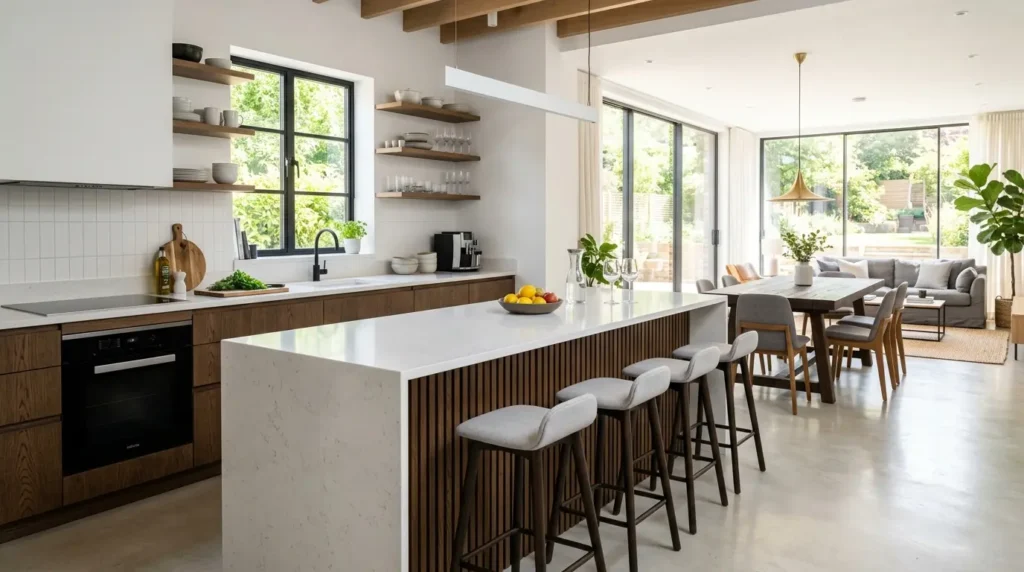 A Bar as a Room Divider in an Open-Plan Kitchen-Diner