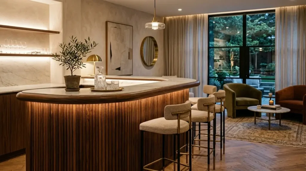 A Round or Curved Bar for a Softer Focal Point