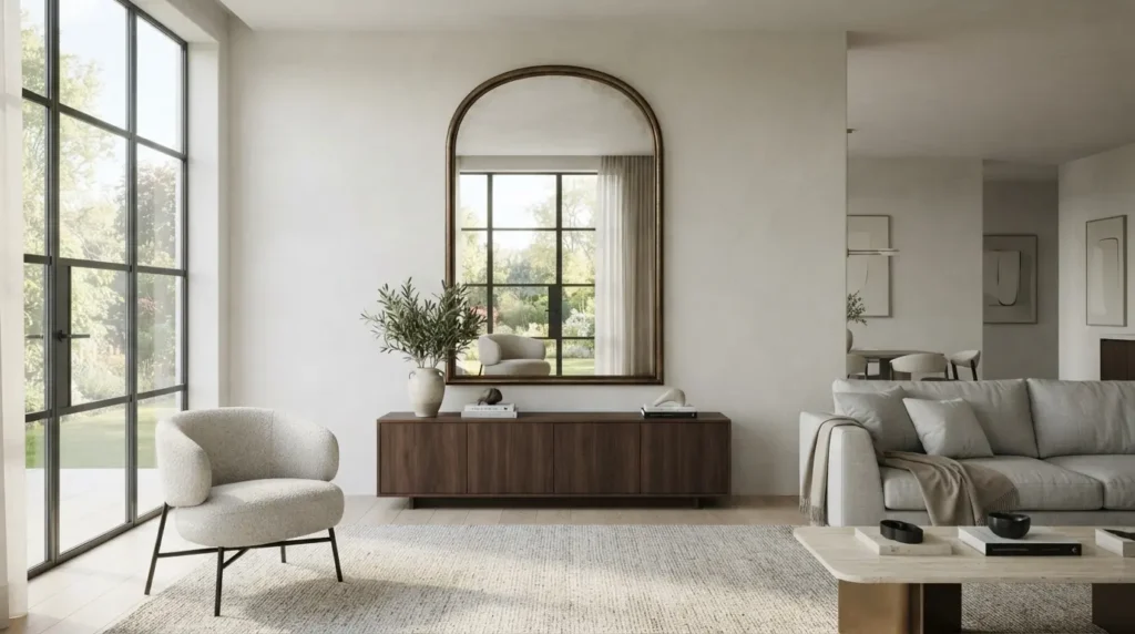 A Single Oversized Statement Mirror Instead of Multiple Pieces