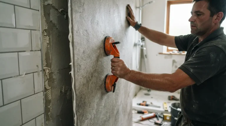 Waterproof wall panels being fitted in a bathroom shower with sealed seams