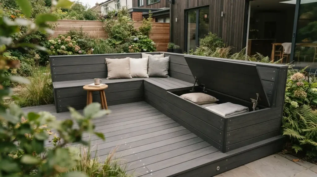 Decking with Built-In Bench Seating and Storage