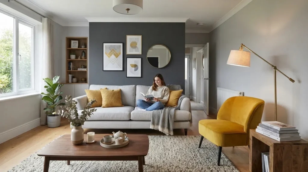 Grey with Mustard Yellow Accents