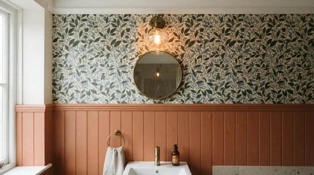 Half-Height Panelling With Wallpaper Above