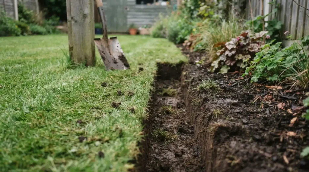 Budget front garden makeover showing a cleaned path and gravel edging