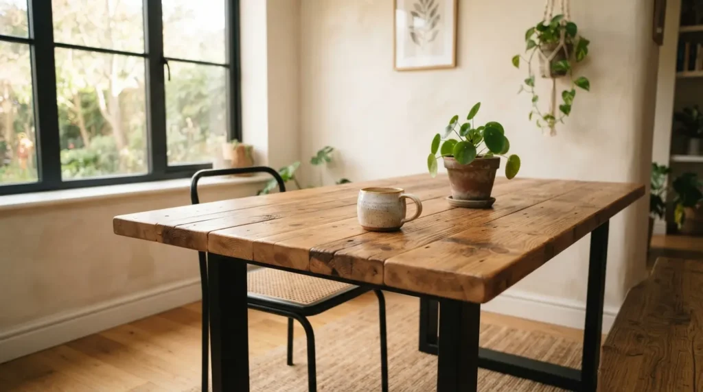 Mixed Metal and Wood for an Industrial-Meets-Warm Look