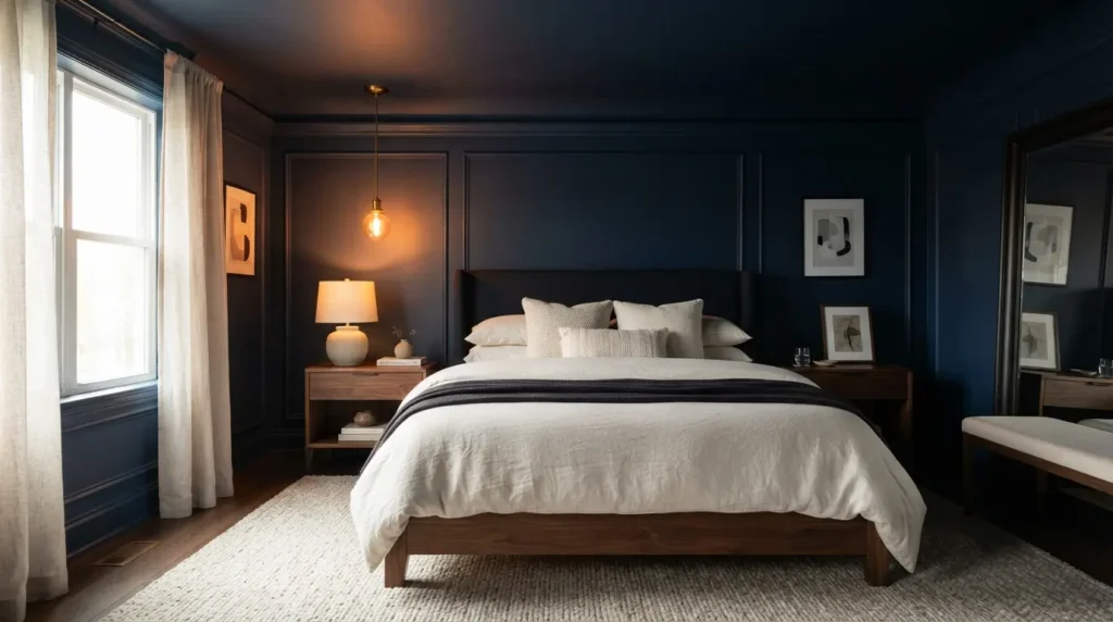 Navy on the Ceiling for a Cocooning Fifth Wall Effect