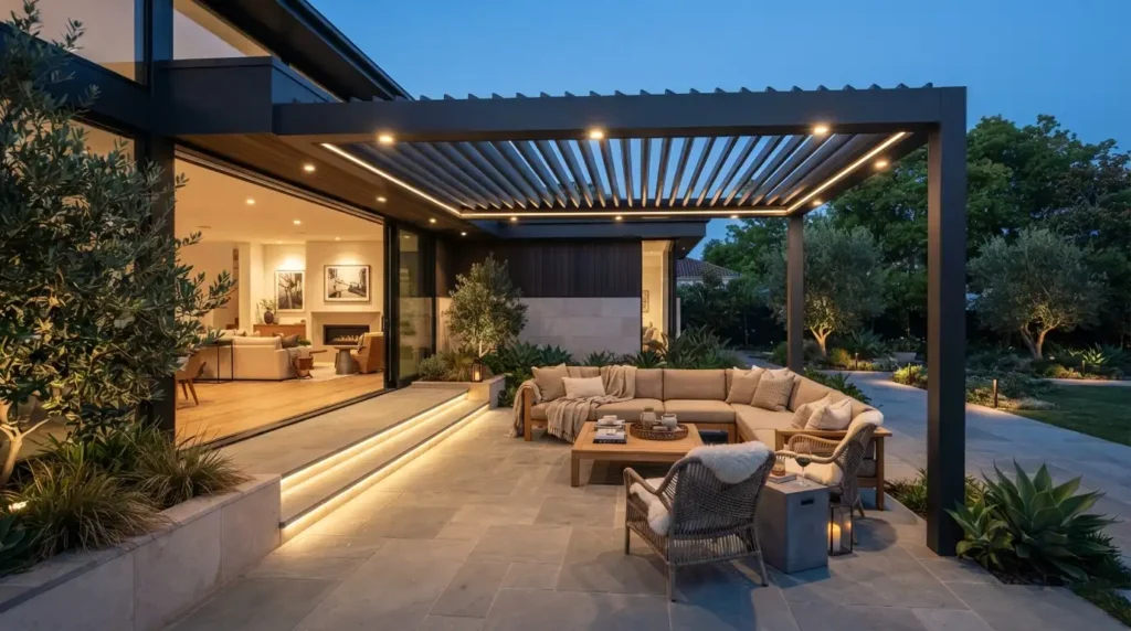 Pair Bi-Folds With a Pergola or Canopy for Shelter