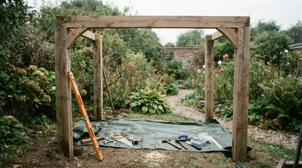 How to build a pergola with timber posts set in concrete footings