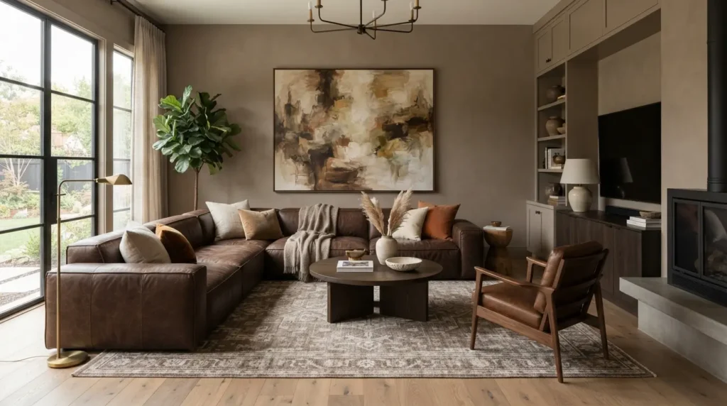 Warm Taupe and Chocolate Brown