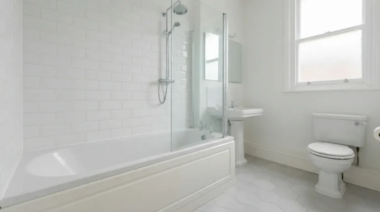 Bathroom with a bathtub and separate shower enclosure beside a basin