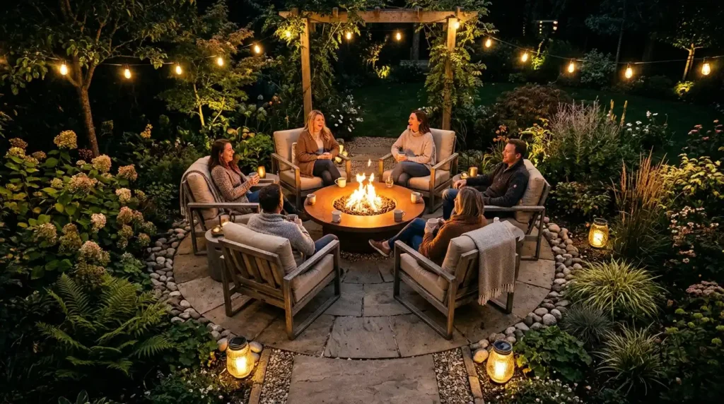 A Cosy Focal Point With a Fire Pit Table