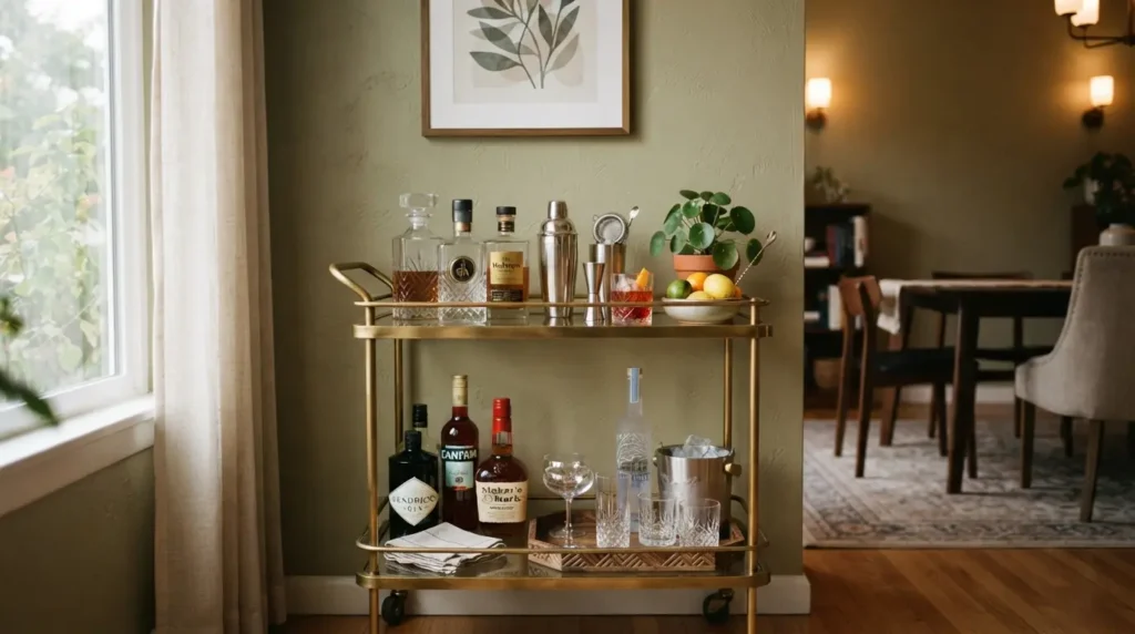 A Drinks Trolley or Bar Corner for Effortless Entertaining