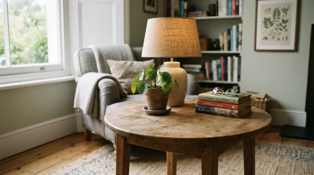 Small round dining table doubling as a versatile side table
