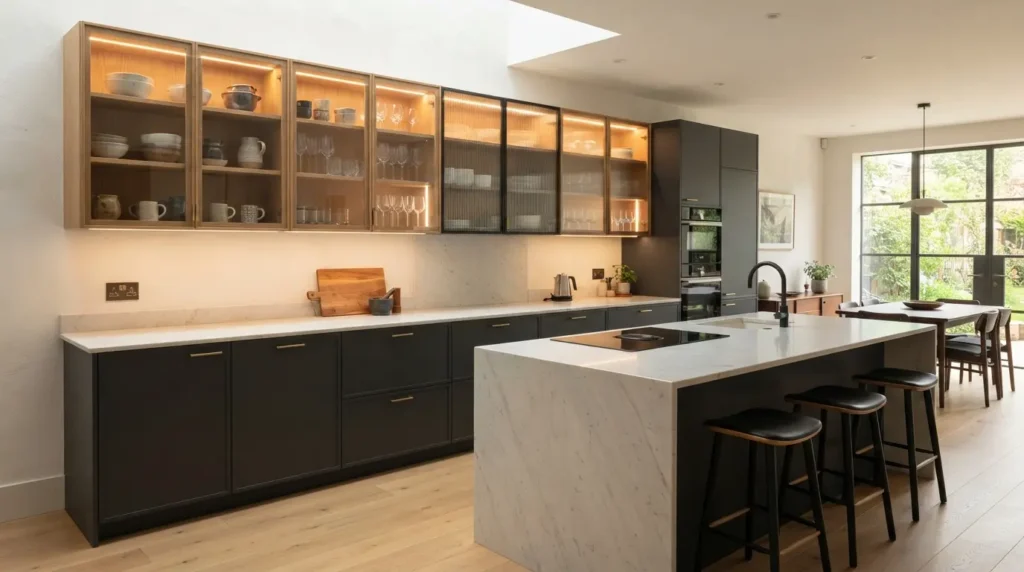 Add Glass-Fronted Cabinets for a Traditional Touch