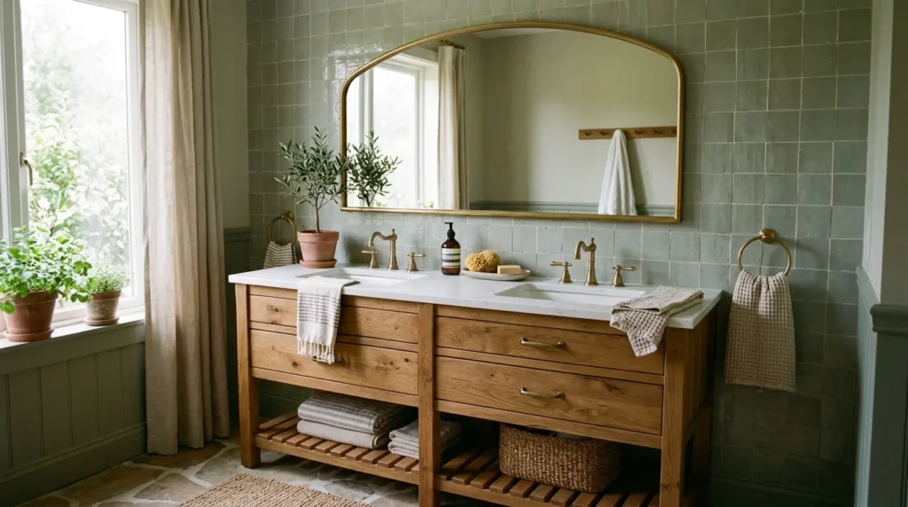 An arched mirror is a rectangle with a curved top