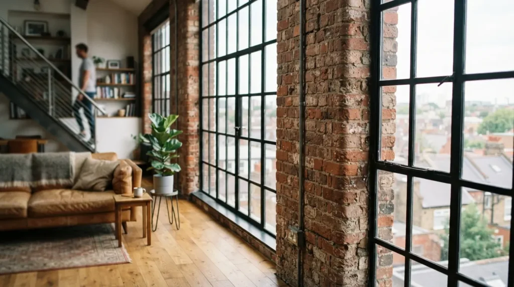 Brick and Crittall-Style Windows for a Loft Look