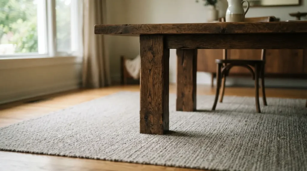 Choose a Rug That Complements Rather Than Competes With Your Table