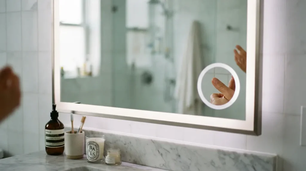 Illuminated Mirrors With Integrated Magnification