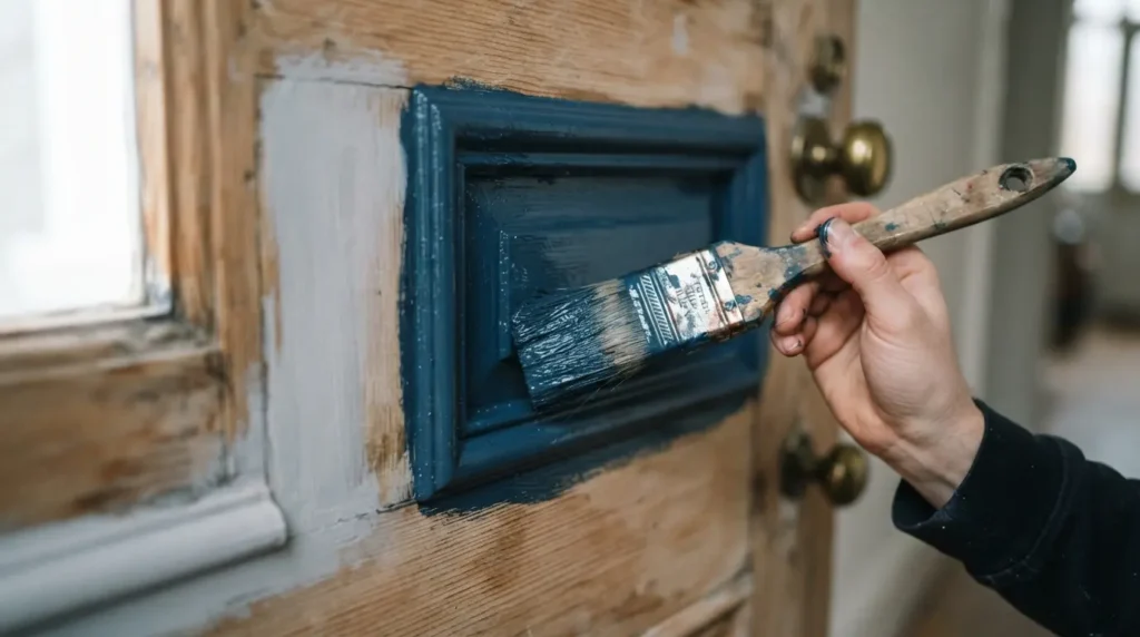 Painting a panelled front door in the correct order starting with mouldings