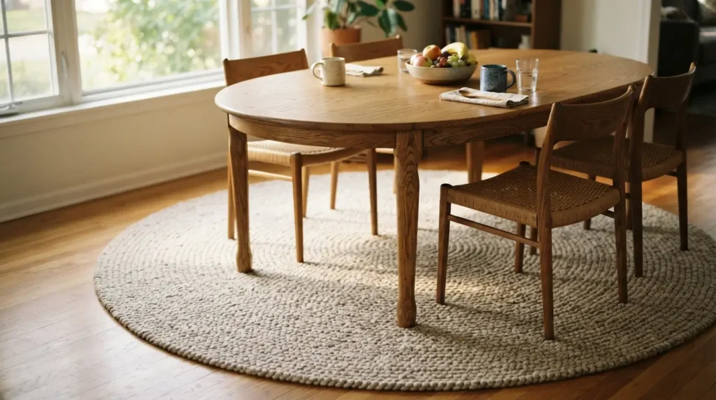Round Rug Under a Round or Oval Table