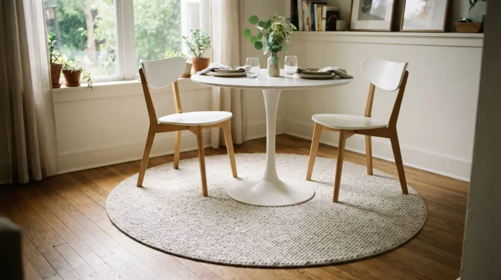 Simple, Low-Contrast Design for a Compact Dining Space