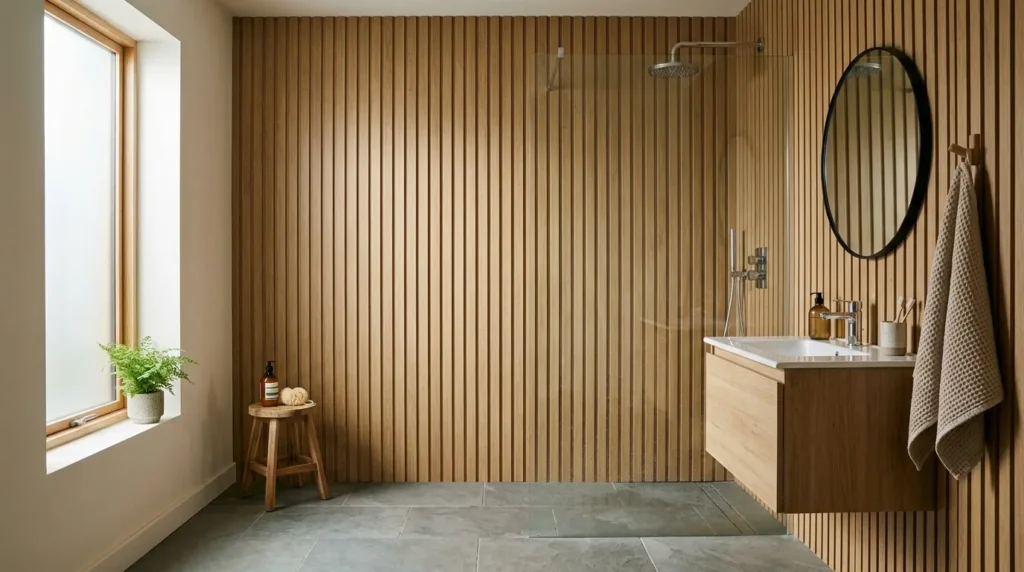 Slatted Wood-Effect Panels for a Spa Feel