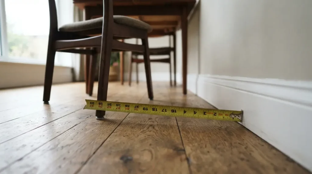 Measuring clearance space around a dining table for comfortable movement