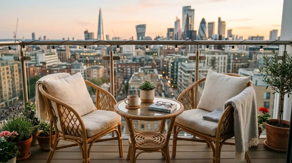 A Compact Rattan Bistro Set for Balconies