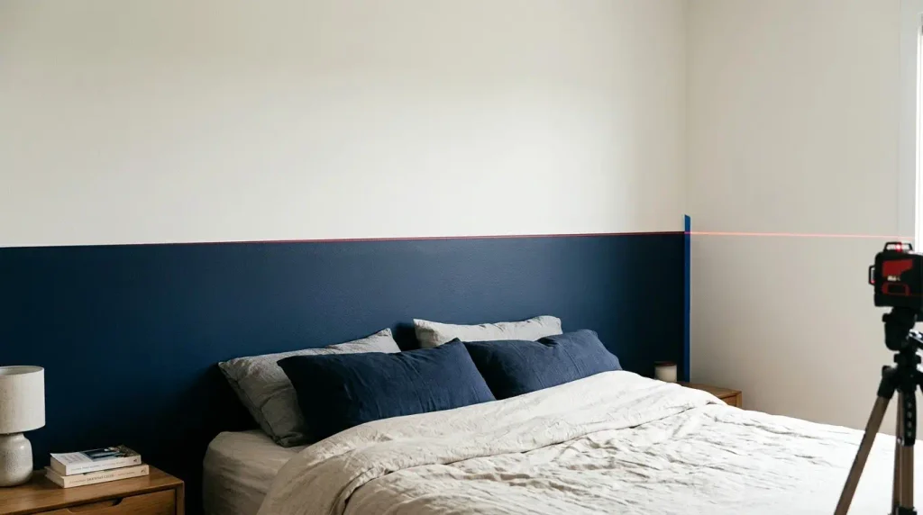 A horizontal block of colour, starting at the skirting or just above it and stopping around 120 to 140 centimetres