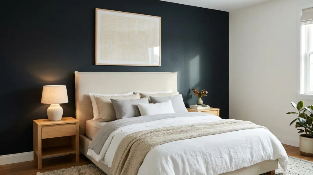 Charcoal Feature Wall in a Bedroom