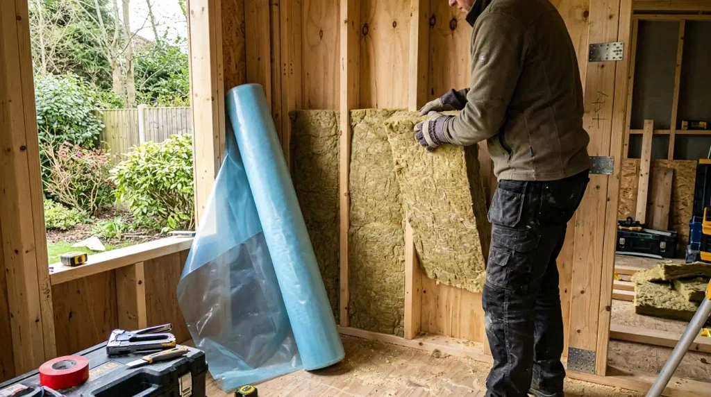 Insulating the walls of a garden office