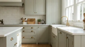Mizzle green kitchen cabinets