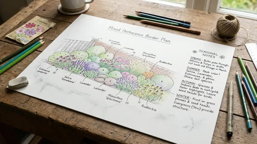 Planning a year-round planting scheme on paper