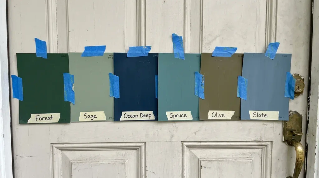 Testing front door paint colours.